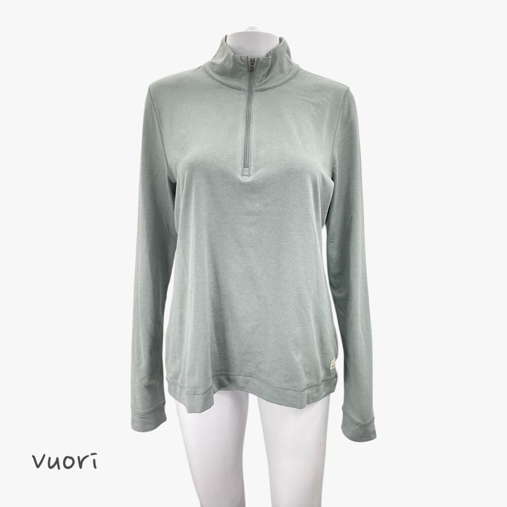 Vuori Women's Halo Essential Half Zip in Chalk Blue Heather Size XL Activewear